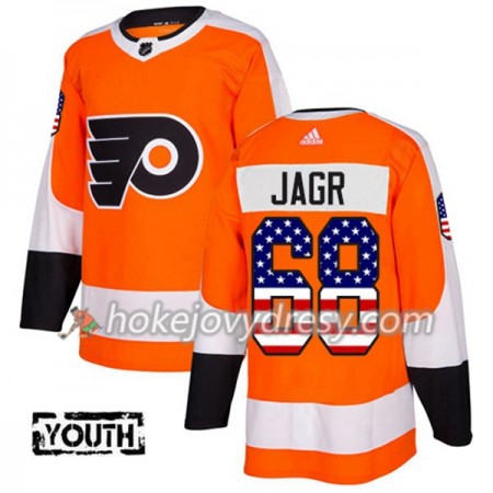 Dětské Hokejový Dres Philadelphia Flyers Jaromir Jagr 68 2017-2018 USA Flag Fashion Oranžová Adidas Authentic